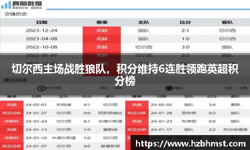 切尔西主场战胜狼队，积分维持6连胜领跑英超积分榜